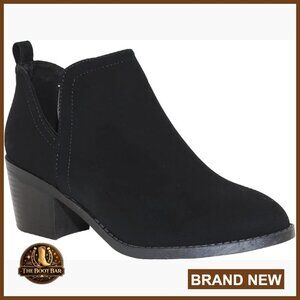 Square Toe Chelsea Ankle Boots Chunky Low Heel Slip On Booties